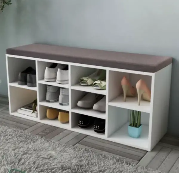 Schuhschrank Schuhbank Sitzbank 10 Fächer weiss