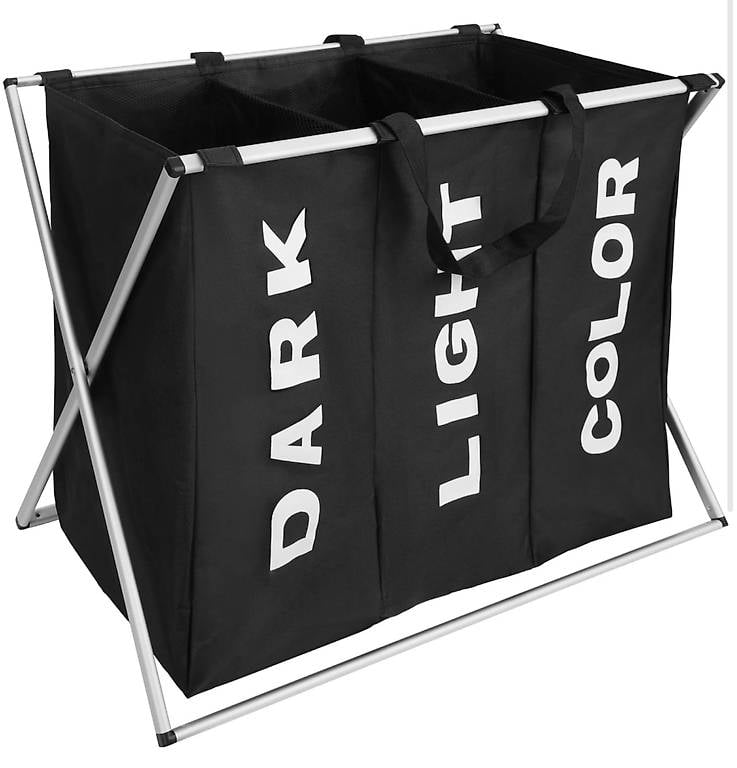 Wäschesortierer schwarz mit Aluminiumgestell