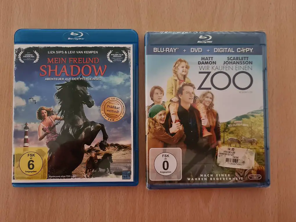 2 Blueray Filme: Mein Freund Shadow, Wir kaufen einen Zoo