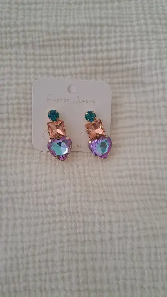 boucles d"oreille coeur bleu