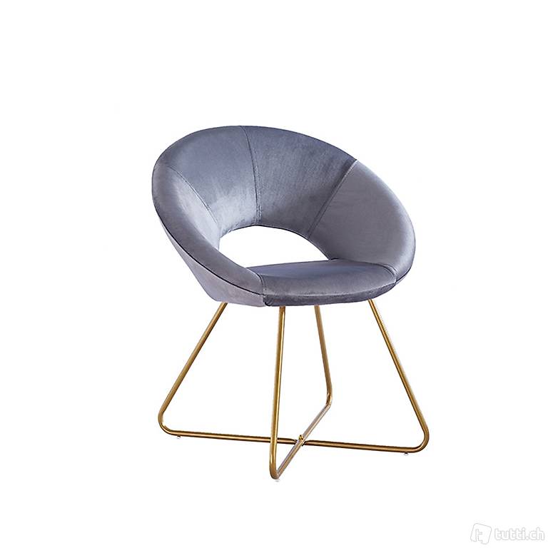  Samtstuhl Grau Esszimmerstühle Besucherstuhl Stoff Samt