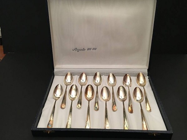 12 cucchiaini argento 800 massiccio 220gr.