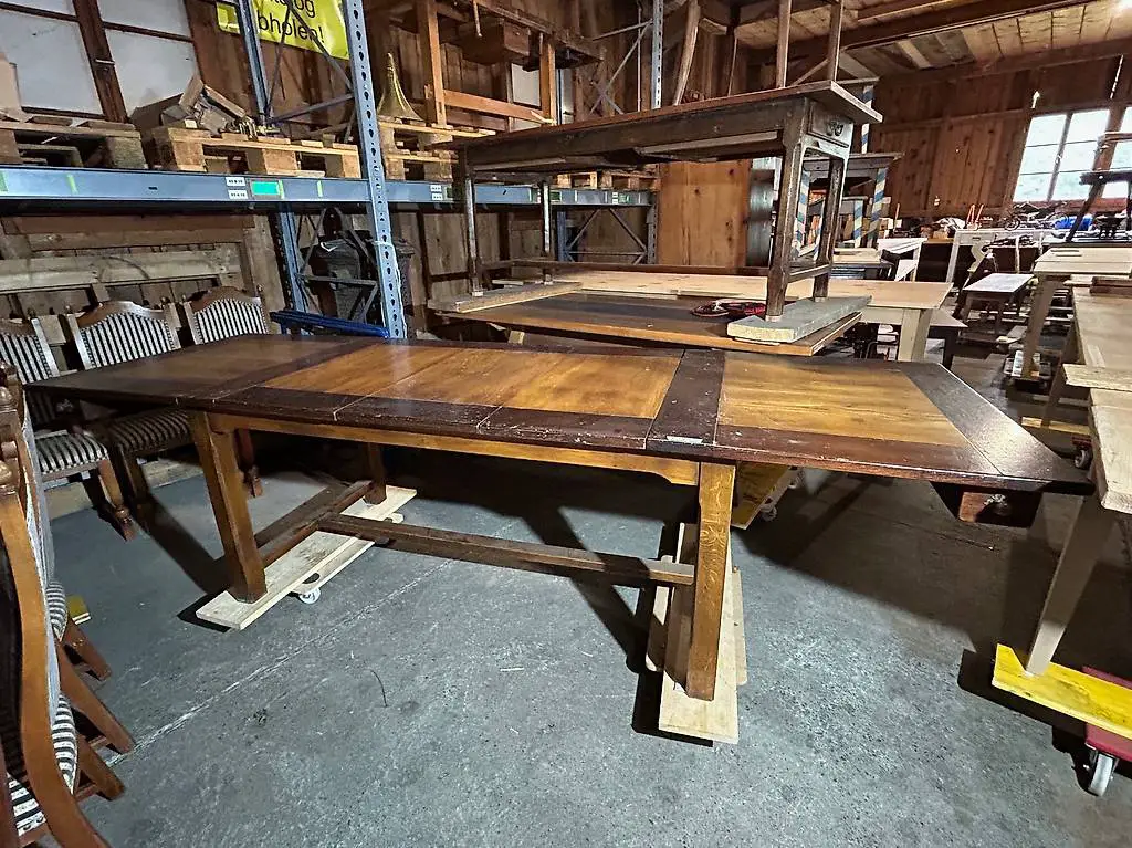 Klostertisch, Eiche zum Ausziehen, mit 2 Einlegeplatten