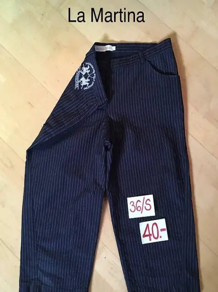 Neuwertige La Martina Caprihosen 36/S schwarz gestreift