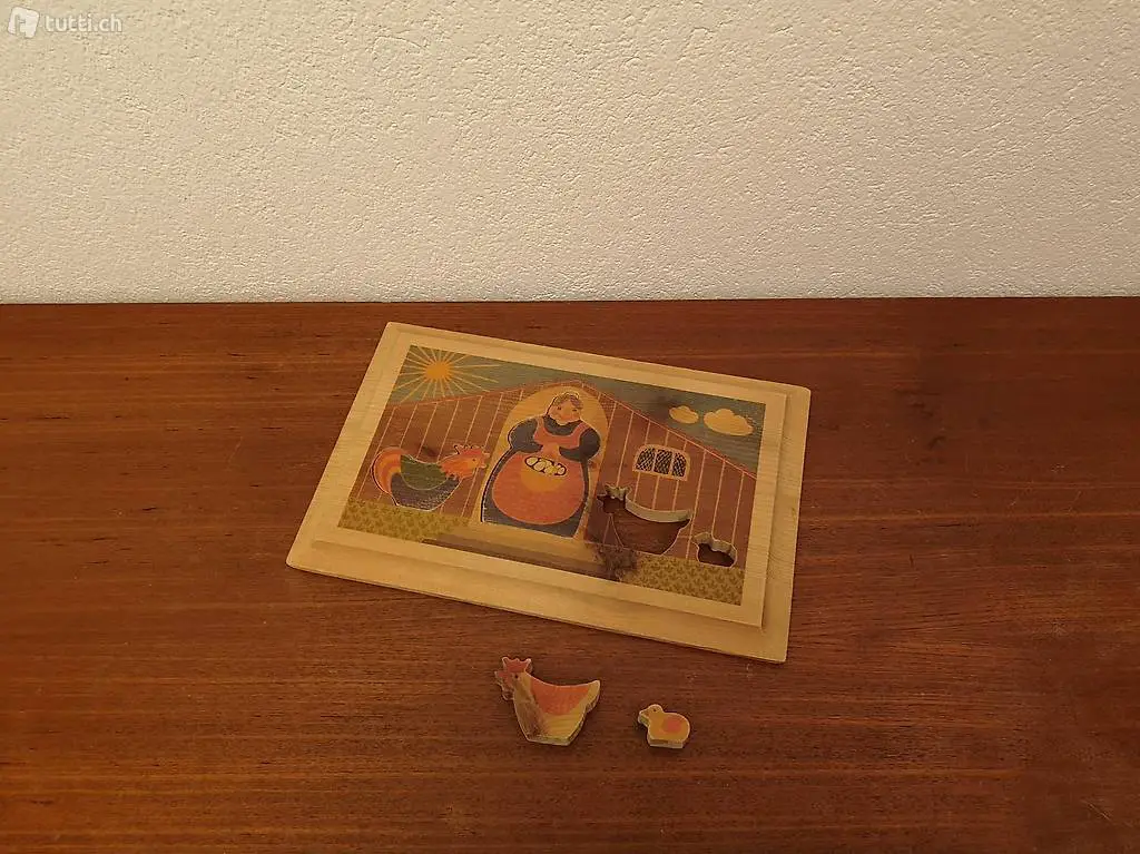 Herziges Holz Puzzle Zusammensetzspiel vintage 60er 70er
