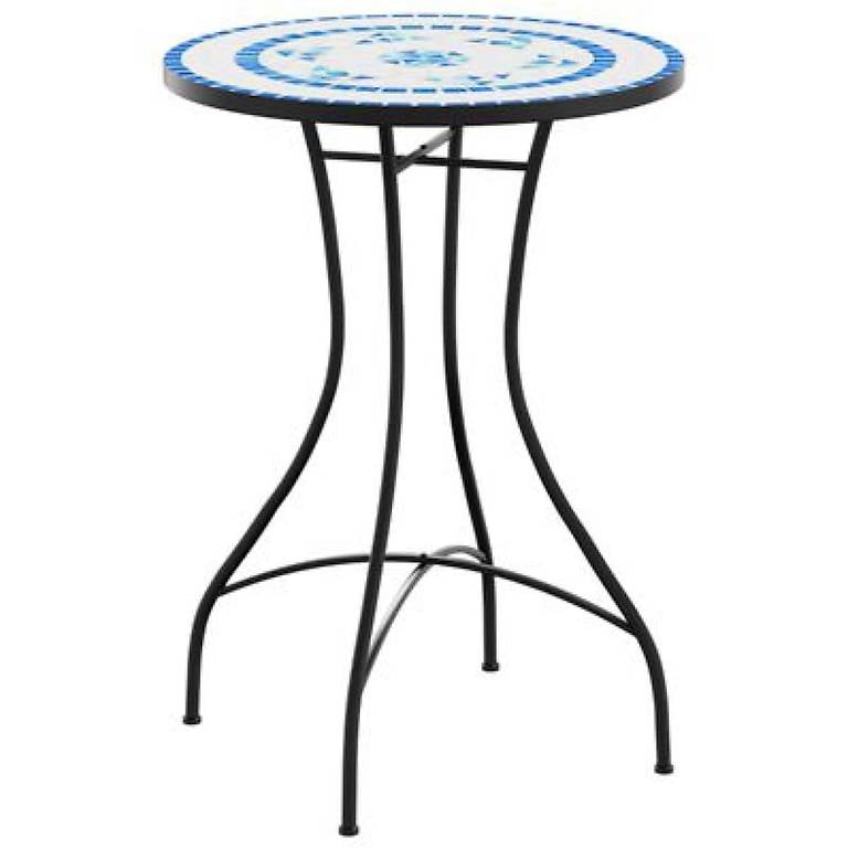 Mosaik-Bistrotisch Blau und Weiss Ø50x70 cm 826373
