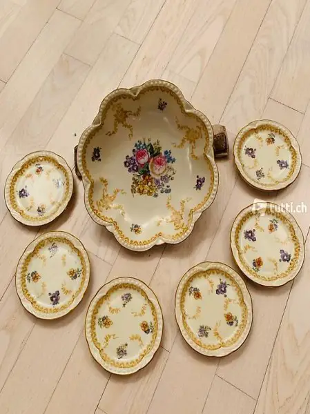 Prunk Gebäck-Schale & Teller 7-tlg