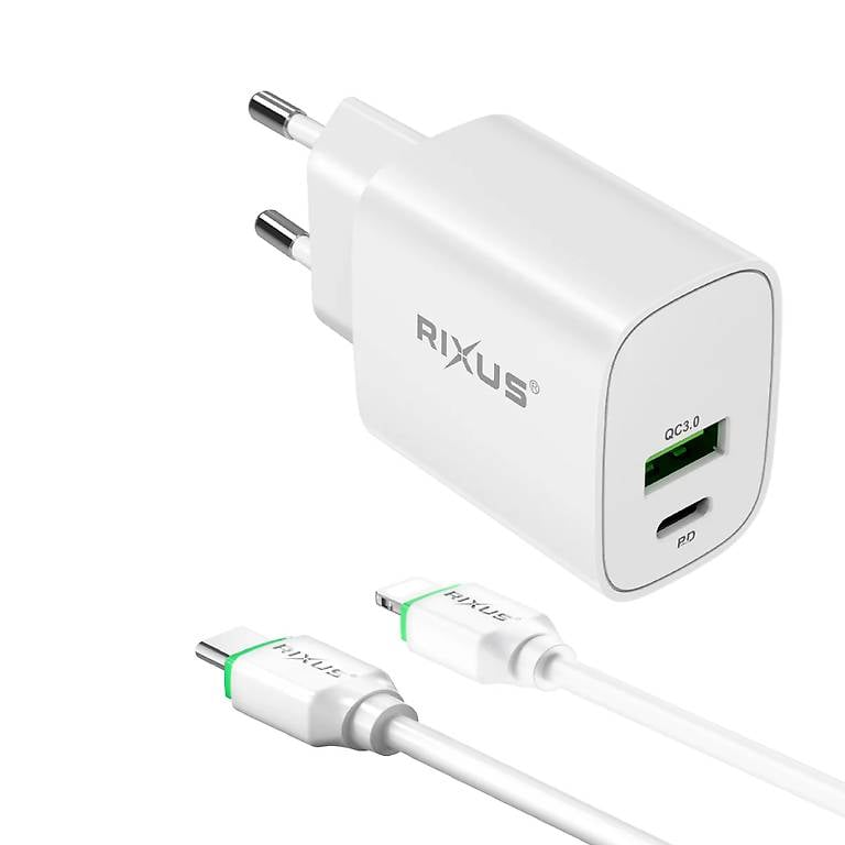 Rixus Stromsteckel+Kabel USB-C - Lighting 100CM 20W