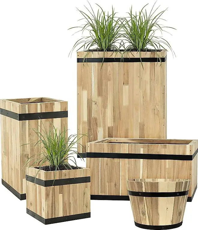 Pflanzwerk® Pflanzkübel Cup Holz Ø46cm 100% Bio-AKAZIENHOLZ