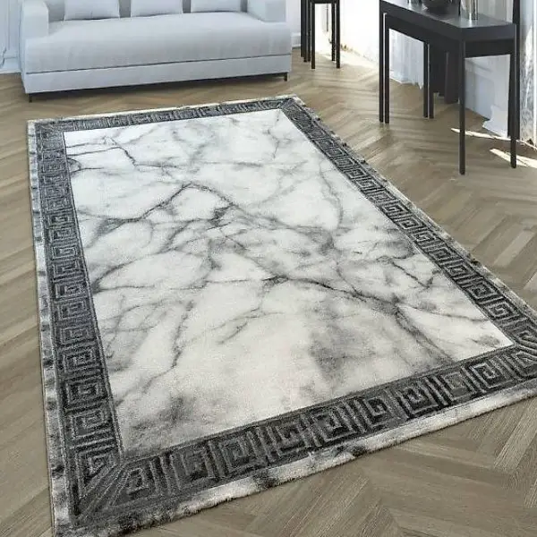  Teppich Marmor Optik mit Bordüre NEU