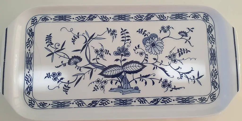 Cakeplatte und Vasen blau weisses Zwiebelmuster Kahla