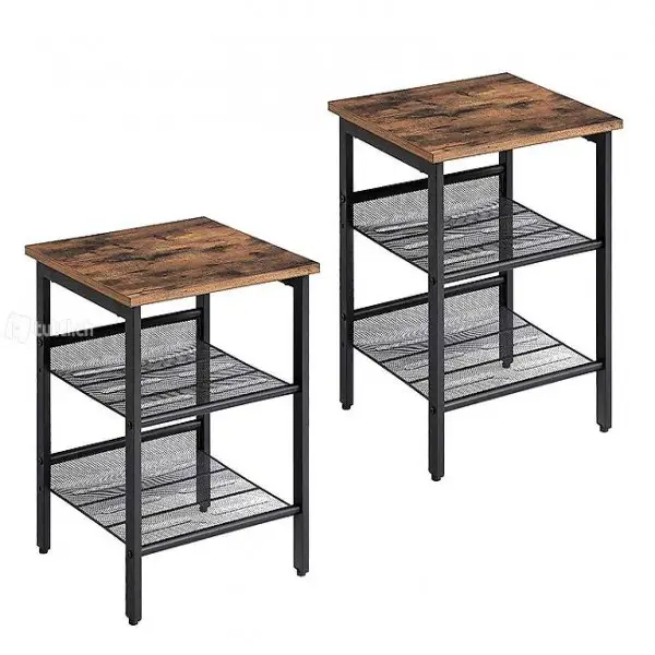  Beistelltisch-Set Industrie Design, 2er Set Nachttische
