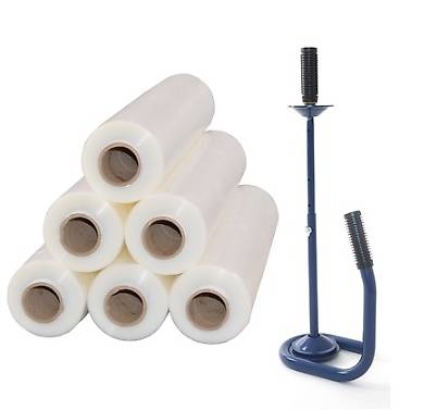 Profi Abroller Premium Blau + 6 Rollen 2,5 kg Stretchfolie