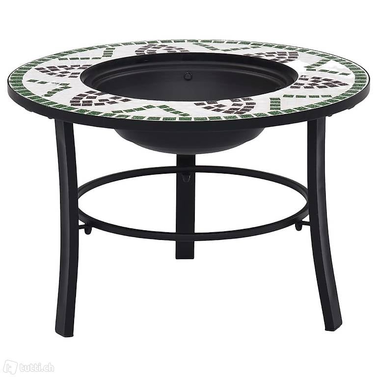  vidaXl Mosaik-Feuerstelle Grün 68 cm Keramik