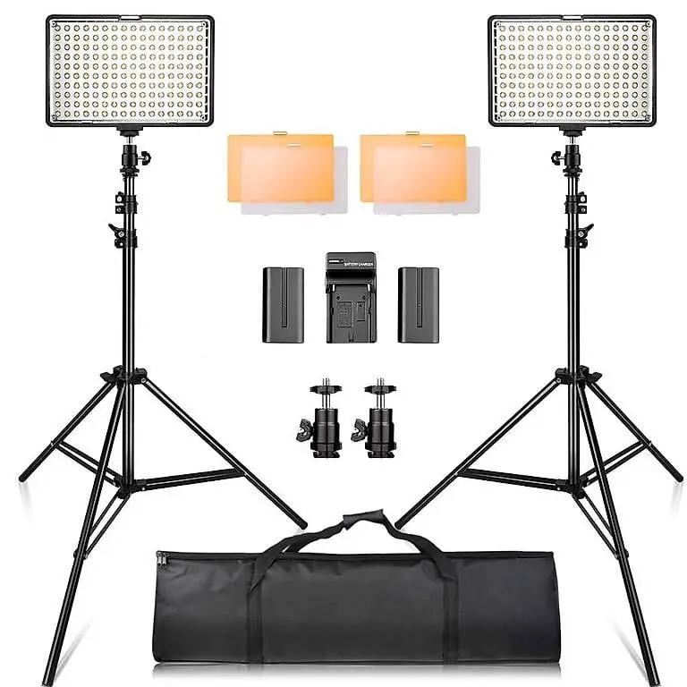 Video Licht LED, 160 LED Videoleuchte Kit mit 2M Stativ