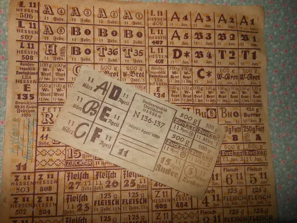 2xRarität Lebensmittelkarte Hessen Deutschland 1950 ZW Krieg