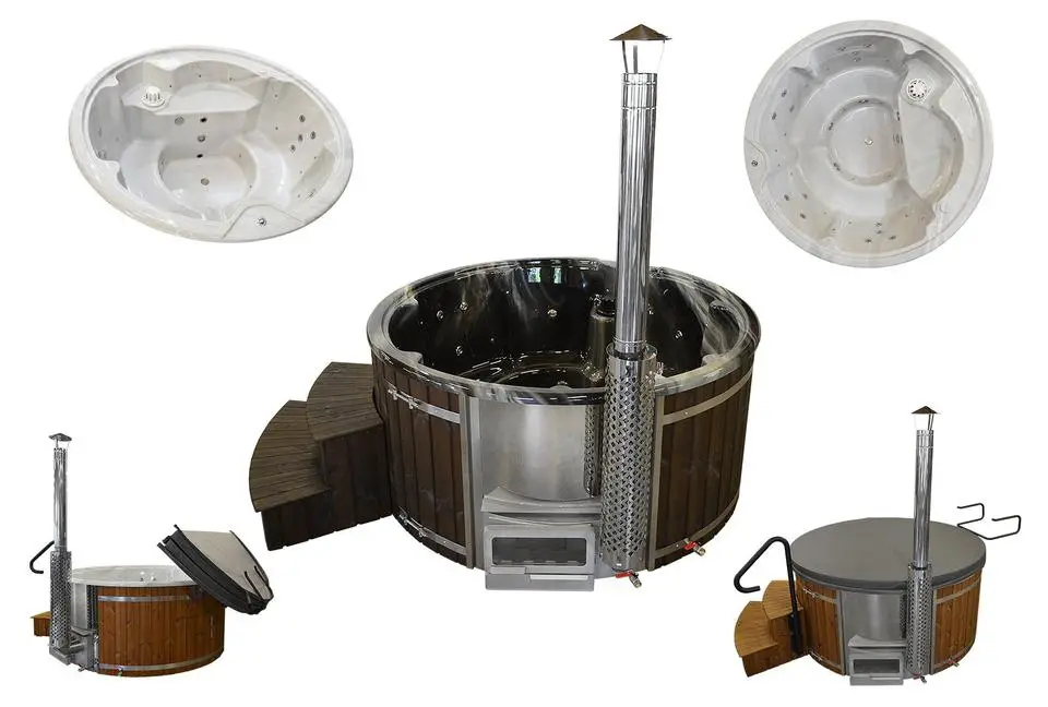 Acryl Badefass Hot Tub Whirpool LED Filter UV Holzofen Elektrisch Hybrid Heizung Marmor Farben TOP 200