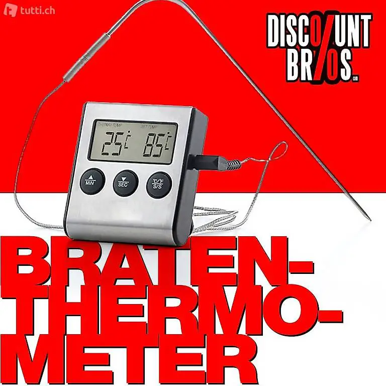  Digitales BRATEN-THERMOMETER Backofen- Grill- Fleisch