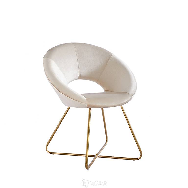  Samtstuhl Beige Esszimmerstühle Besucherstuhl Stoff Samt