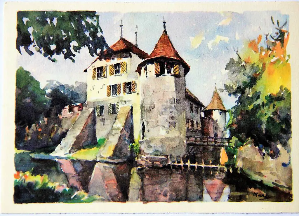 Vintage A. Marc Nicolas Markovitch Postkarte Schloss Hallwil