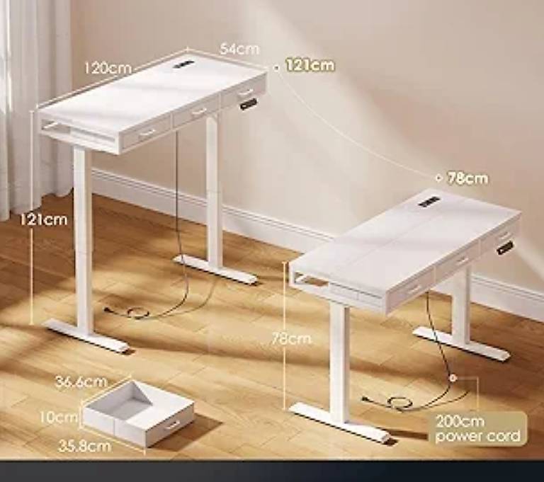 Schreibtisch Höhenverstellbarer mit Schubladen