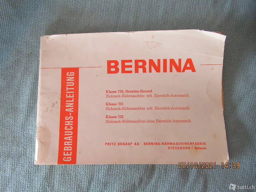 Original Gebrauchsanleitung, für die BERNINA Nähmaschine