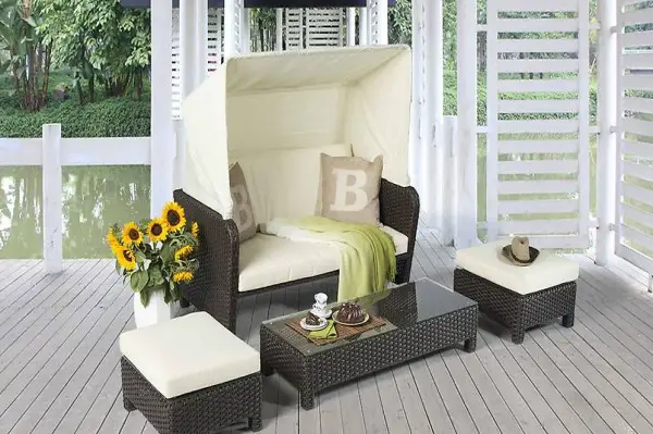 Meubles de jardin brun en rotin