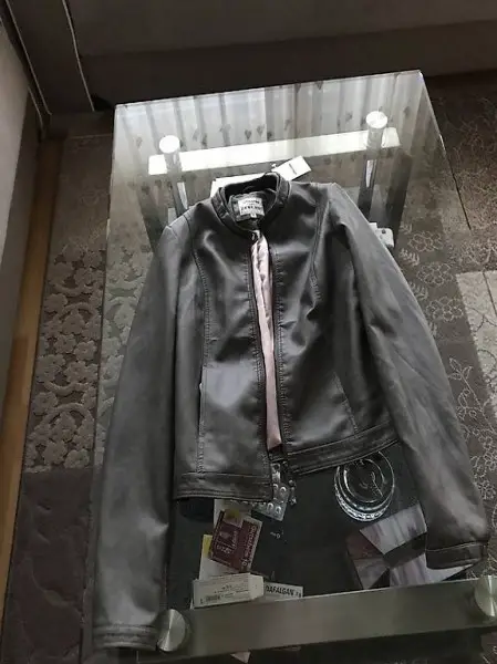 Graue Lederjacke Gr.M