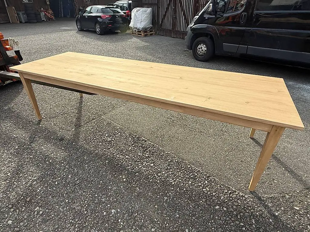 Massiver Tannen Holztisch Biedermeier Stil, 300 x 94 cm