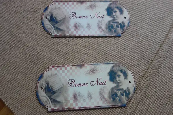 Türschild, bonne nuit, shabby, vintage