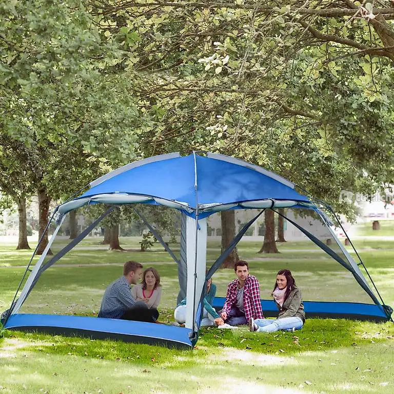  Campingzelt für 8 Pers., mit Tragetasche, Blau, 3,6 x 3,6