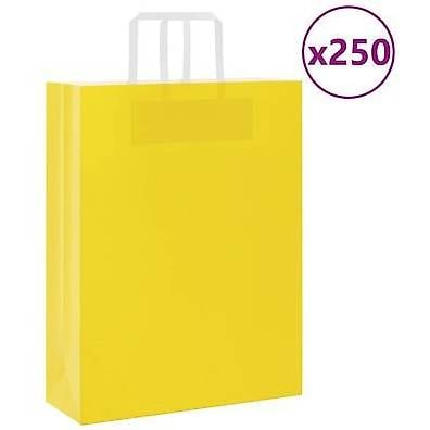 Papiertragetaschen 250 Stk. mit Henkeln Gelb 32x12x42 cm 106
