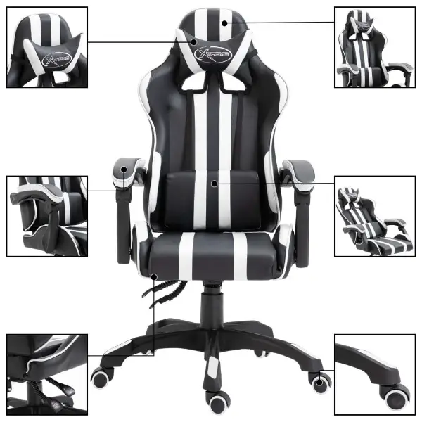  Gaming-Stuhl Weiss Kunstleder