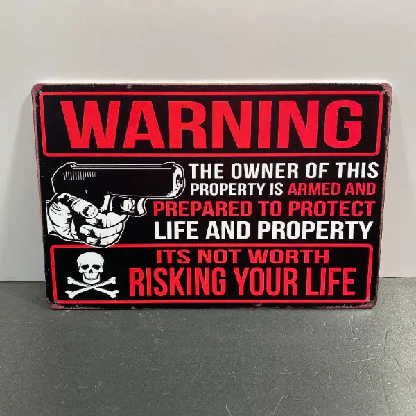 usa blechschild gefahr waffe prepper schusswaffe pistole defense