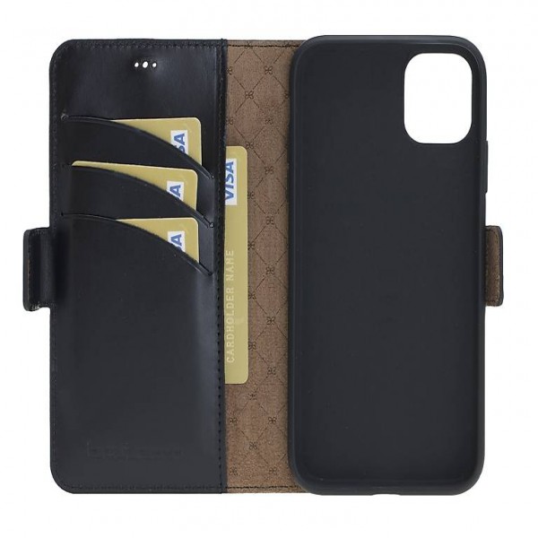  Bouletta Echt Leder iPhone 11 Pro Max Book Wallet Schwarz