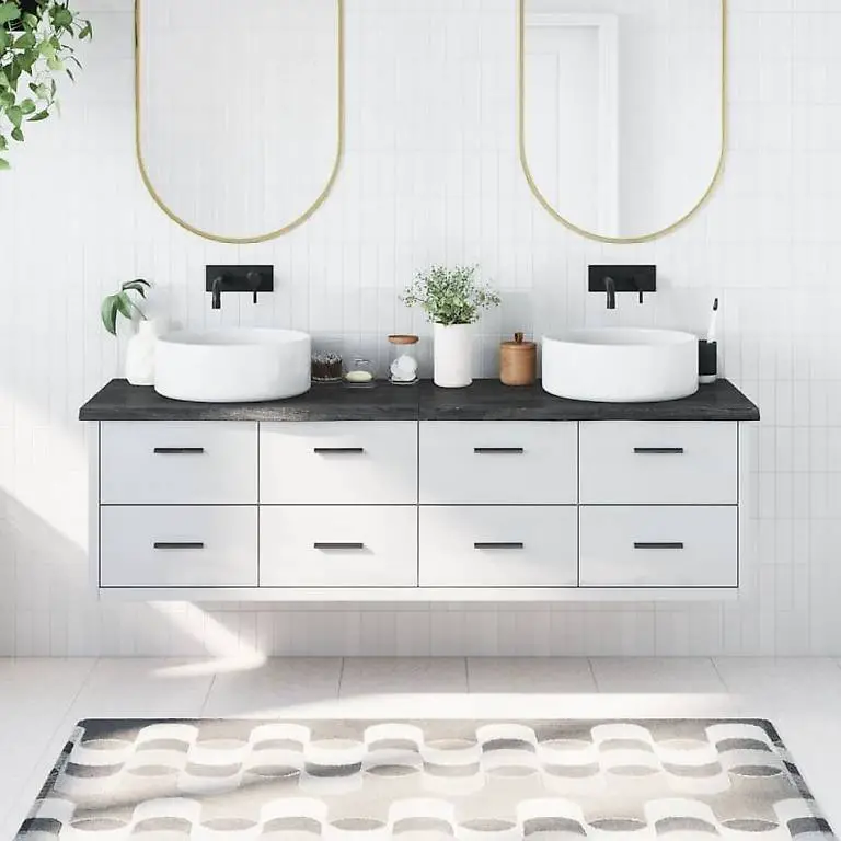 Waschtischplatte Dunkelbraun 180x60x (2-4) cm Massivholz