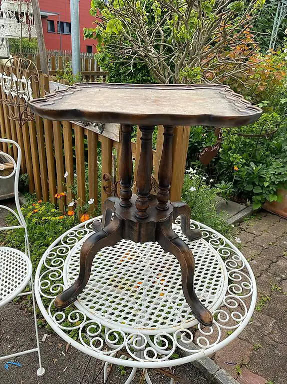 Gründerzeit Beistelltisch Holz ca. 1880 gedrechselte Beine