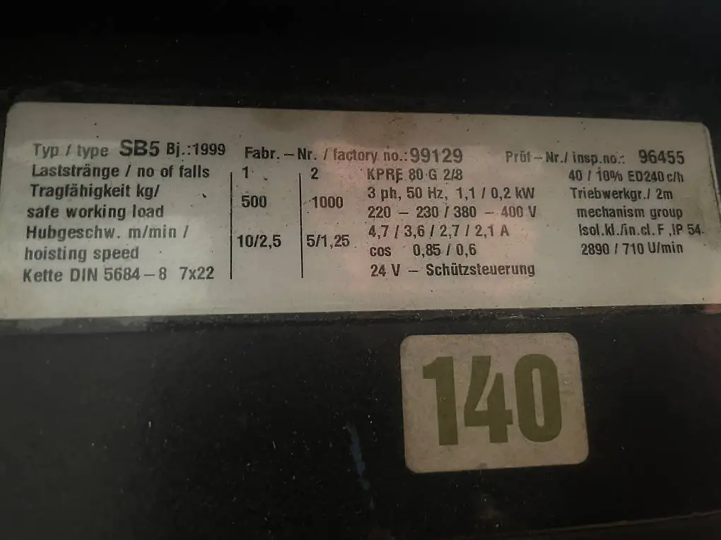 Kettenzug Chain Master VBG70 Liftket SB5 500Kg Bühnentechnik