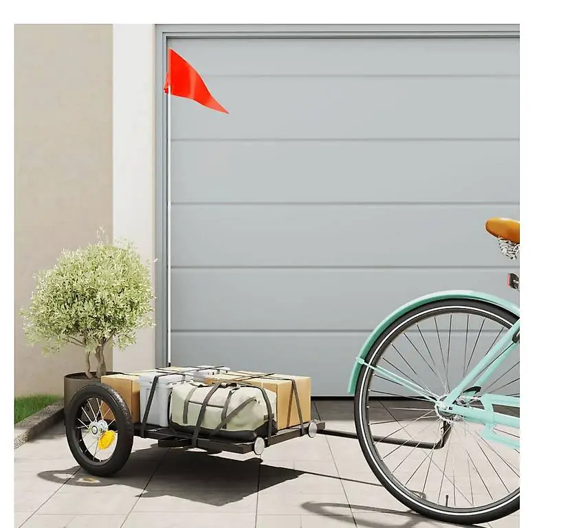 Fahrradanhänger Schwarz 122x53x28 cm Eisen