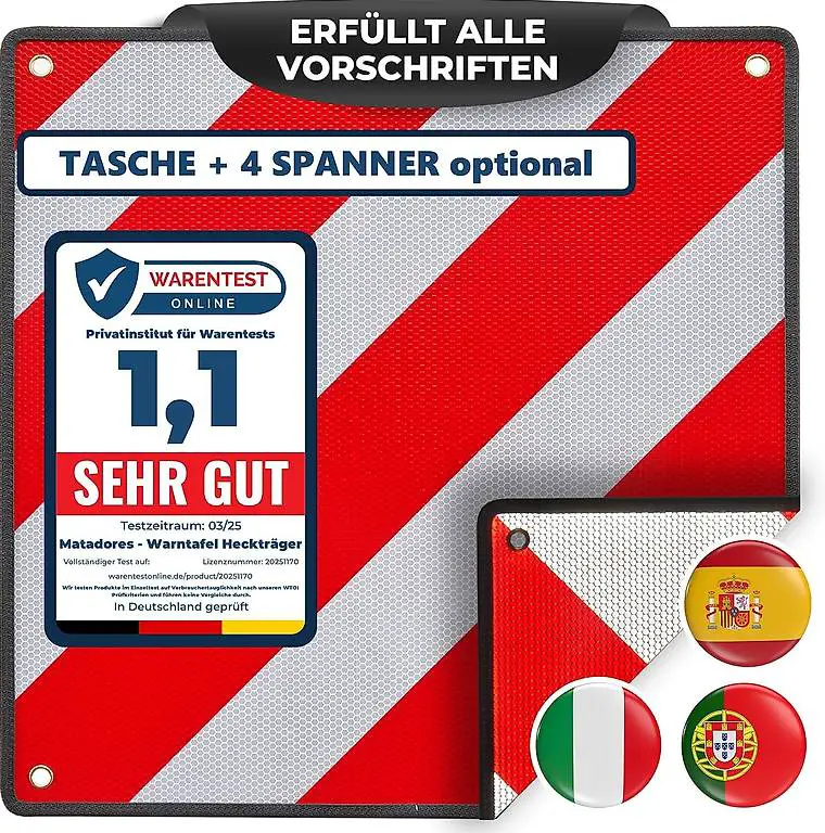MATADORES Premium 3in1 Warntafel für Italien UND Spanien + P