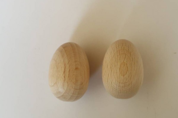 Natur Holz Ei 30x25 mm mit Halblochbohrung