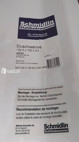 Duschwanne Schmidlin Email Stahlwanne 3.5cm hoch
