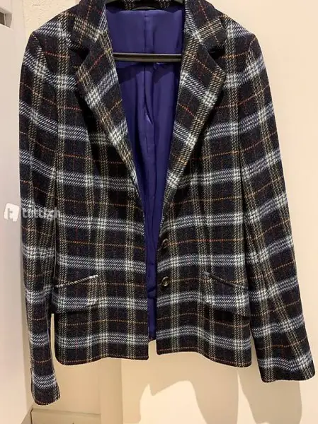 Damen Blazer Kariert GR 44 100% Merinowolle