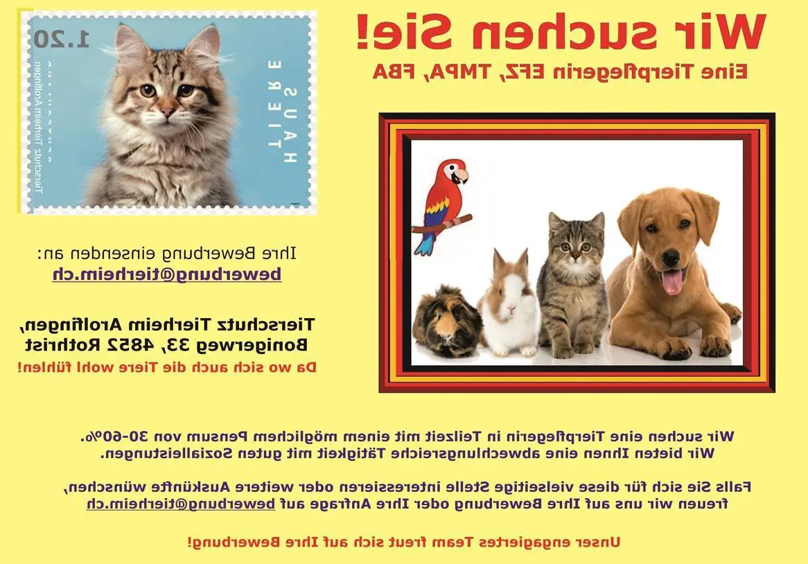Suchen Tierpflegerin mit 30-60% Teilzeitstelle