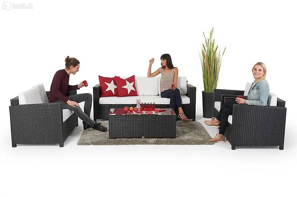  Osier rotin lounge noir