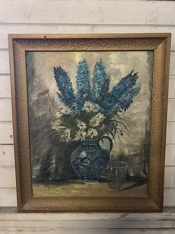 Blumenstrauss in Vase Ölgemälde mit Rahmen