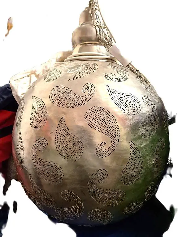 Designerlampe silbern lackiertes Metall