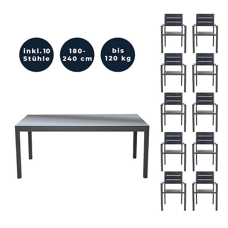 Sitzgruppe Garten MARIA - Tisch mit 10 Stühle