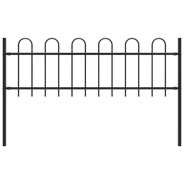 Gartenzaun mit Bügel-Design Stahl 1,8 m Schwarz