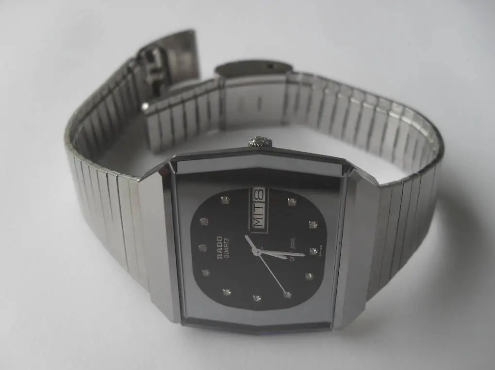 Vintage retro RADO Zifferblatt schwarz 11 Diamantsteine